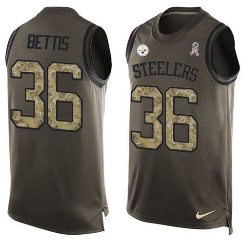 Nike Steelers #36 Jerome Bettis Green Men's Stitched NFL Limited Salute To Service Tank Top Jersey - Click Image to Close